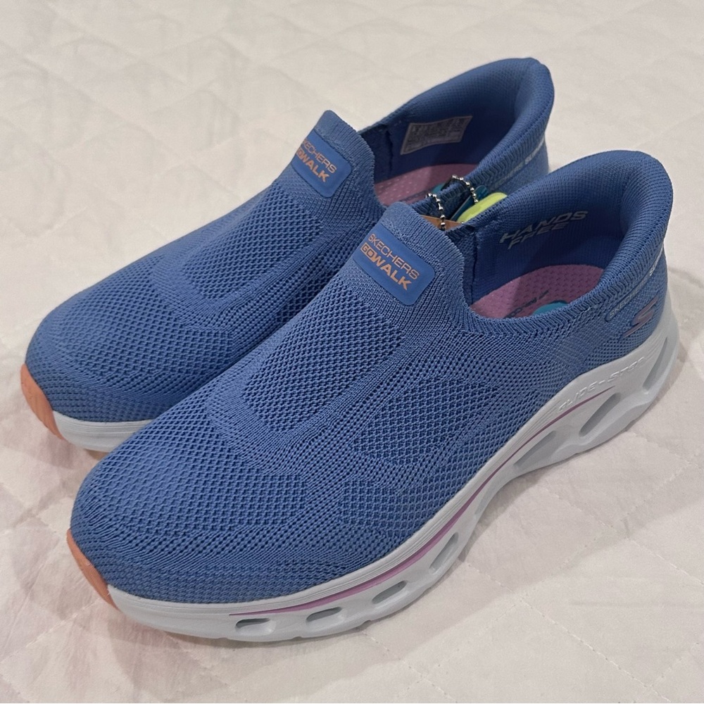 SKECHERS Performance Go Walk Glide Step 2.0 Annette Hands Free Slip-Ins Blue W6